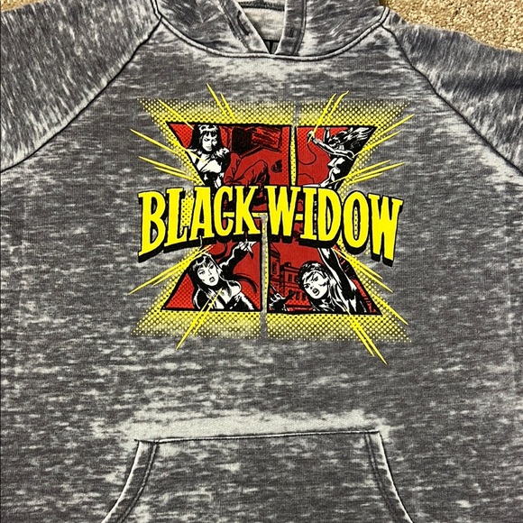 Marvel Black Widow Gray Acid Wash Burnout Hoodie Size Medium - Picture 4 of 6
